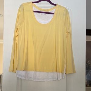 J. Jill Yellow and White Layered Long Sleeve Top